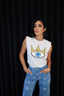 Shoulder Pad Blue Eye T-Shirt - Queen Evil Eye