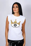 Shoulder Pad Black Eye T-Shirt - Queen Evil Eye