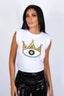 Shoulder Pad Black Eye T-Shirt - Queen Evil Eye